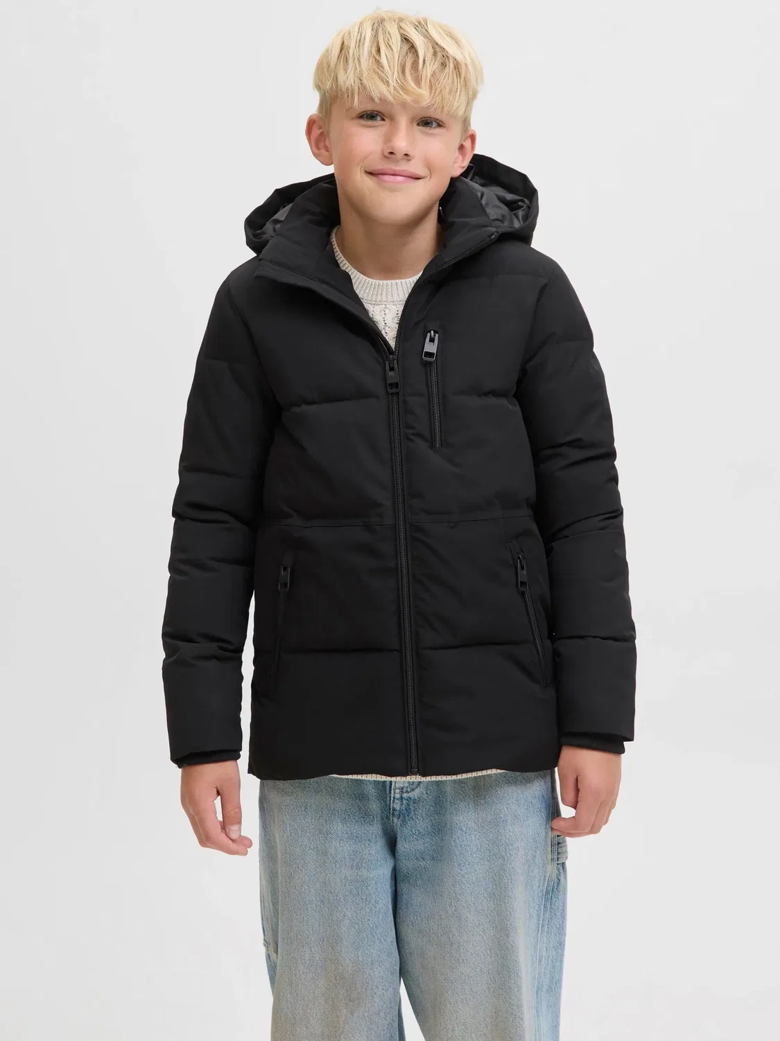 Стеганая куртка, легкая, JACK & JONES Junior, черный — фото 2