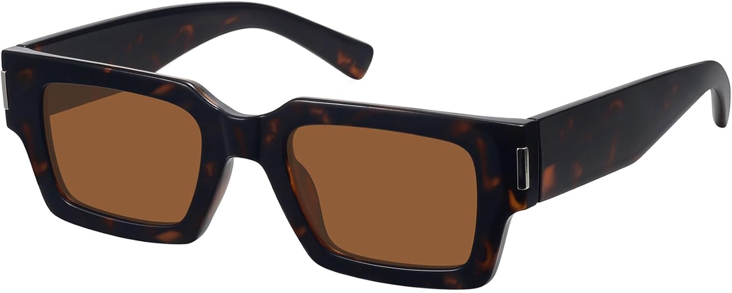 

Ретро-солнцезащитные очки квадратной формы для женщин и мужчин, модные в стиле 90-х, массивные прямоугольные солнцезащитные очки черного цвета с защитой UV400 FZN804 Fozono, Tortoise / Brown