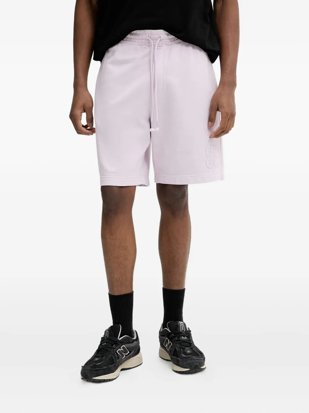 

Хлопковые шорты с вышивкой логотипа Hugo, розовый