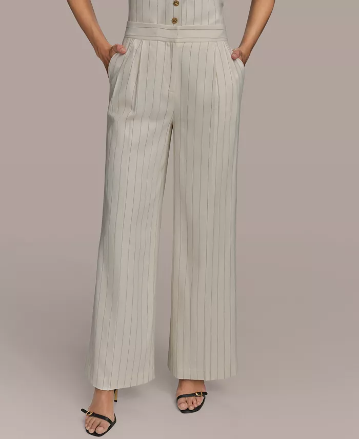 

Широкие брюки с полоской из льняной смесовой ткани, размеры Regular и Petite Donna Karan New York, коричневый
