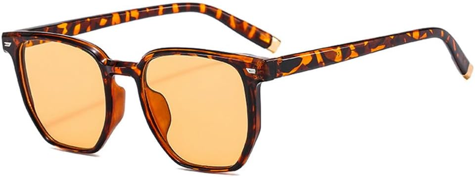 

Солнцезащитные очки UV400 для мужчин и женщин | Прозрачные линзы, заклепки, большая оправа | Для вождения и занятий спортом на открытом воздухе generic, Leopard Orange