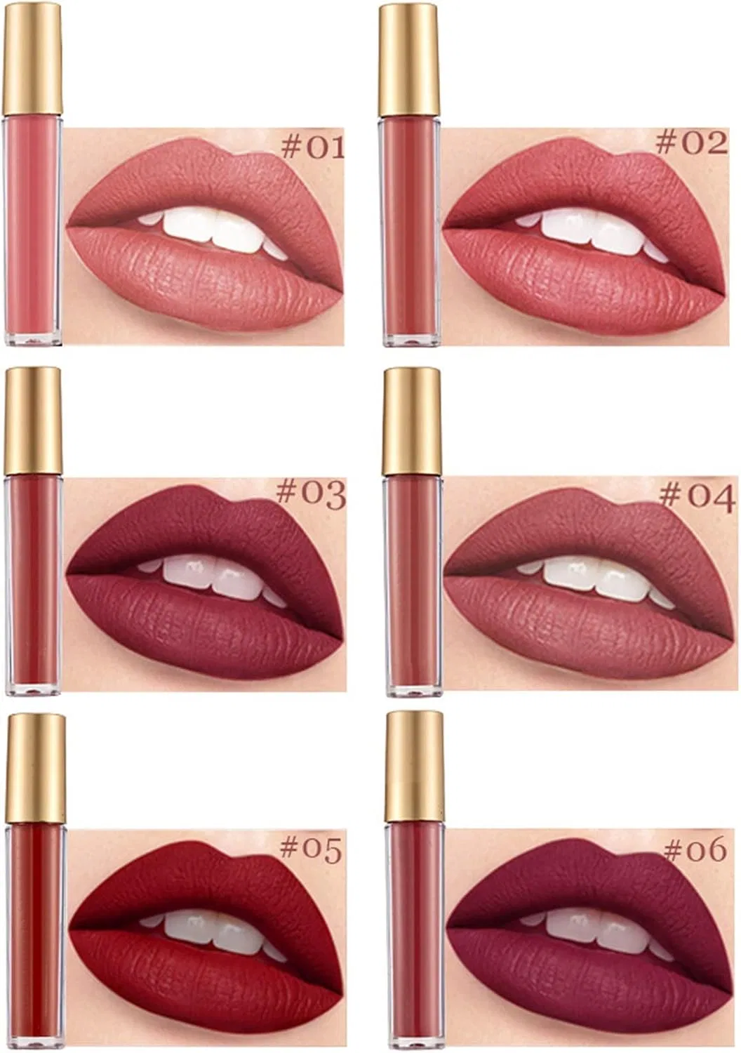 Набор матовых жидких помад Lip Gloss 6 шт, красный Generic — фото 2