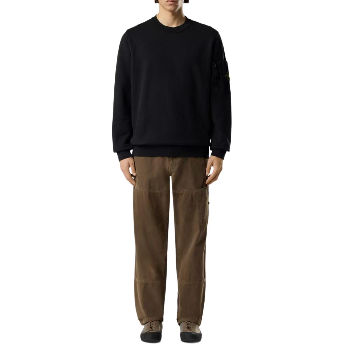 STONE ISLAND Свитшот мужской черный с круглым вырезом Moderate — фото 3