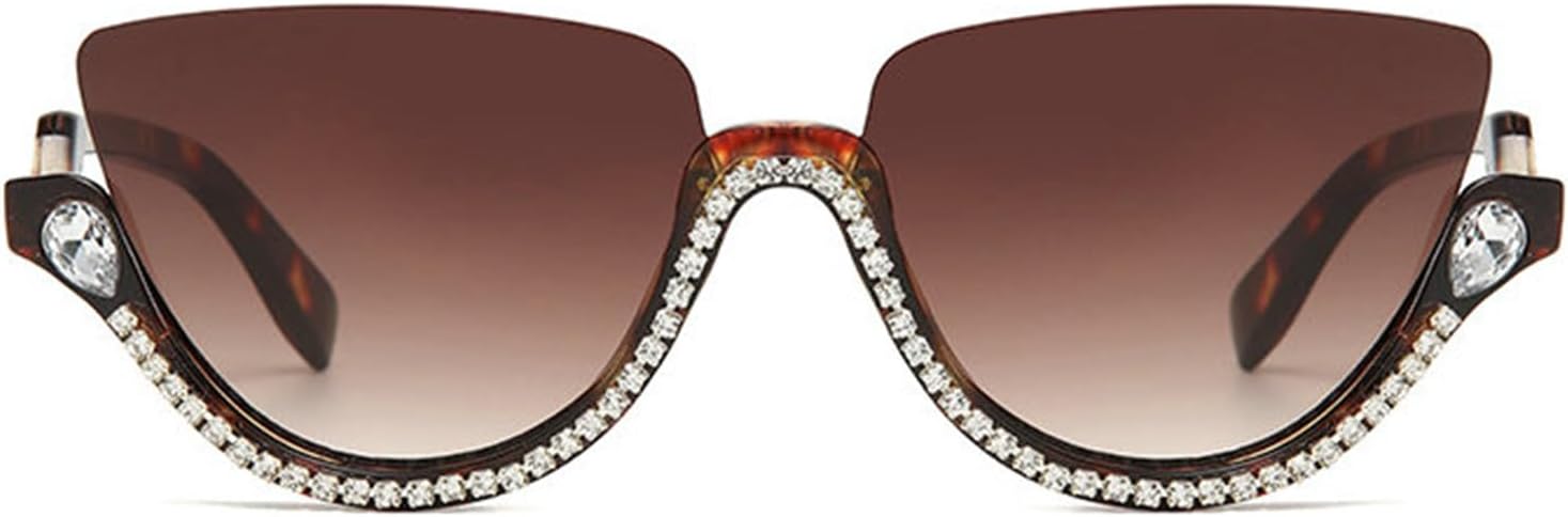 

Солнцезащитные очки Willochra в полуободковой оправе со стразами для женщин, солнцезащитные очки «кошачий глаз» с бриллиантовым блеском, хрустальные солнцезащитные очки, Leopard