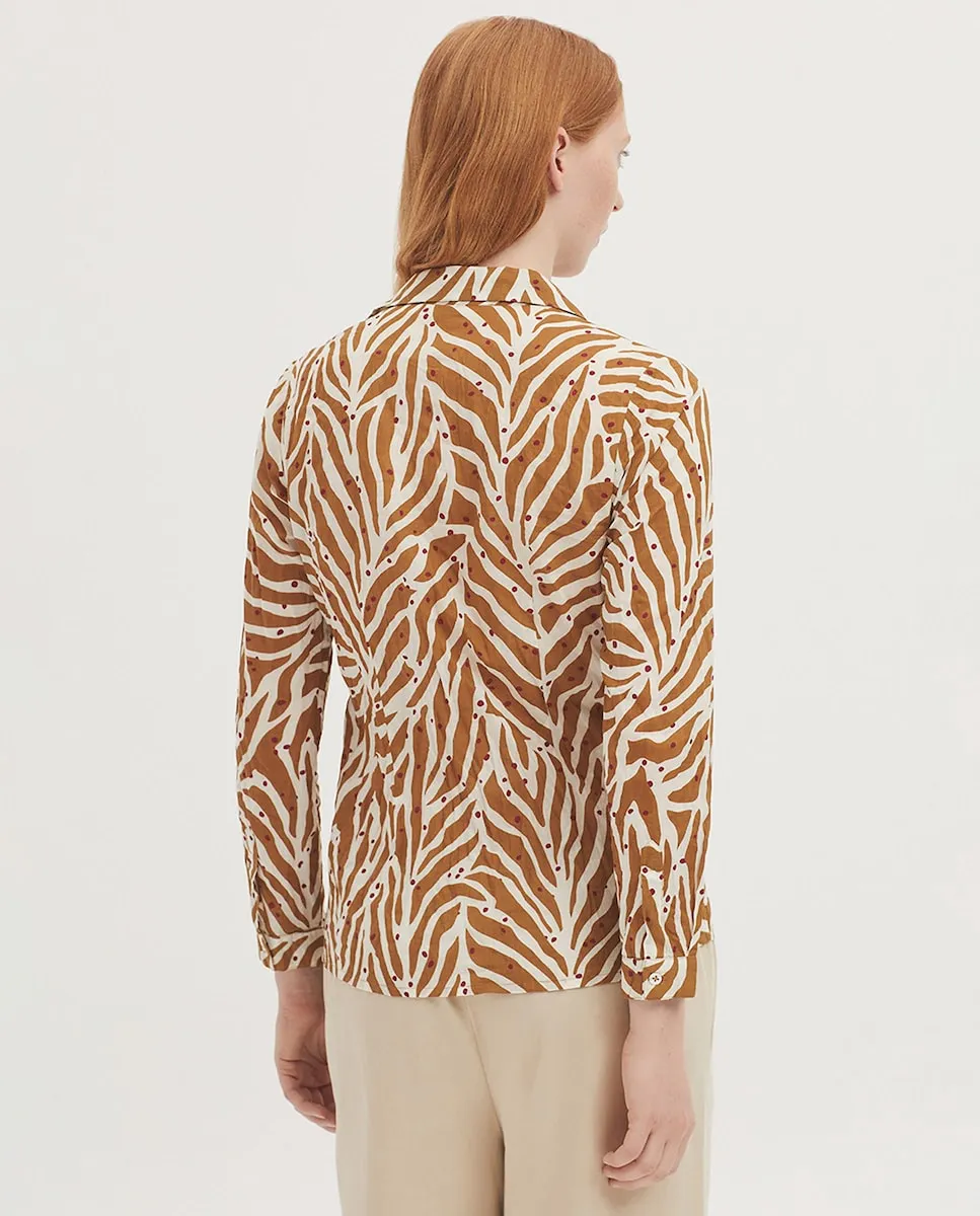 

Женская рубашка 100% хлопок с принтом в виде животных Nice Things, песочный