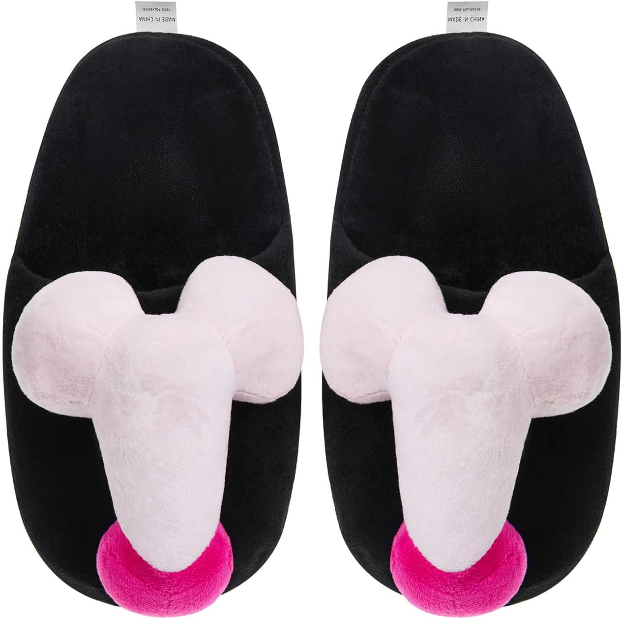 

Забавные тапочки для женщин и мужчин, шуточные подарки, мягкие плюшевые нескользящие зимние меховые сандалии для дома Covvoliy, черный/розовый