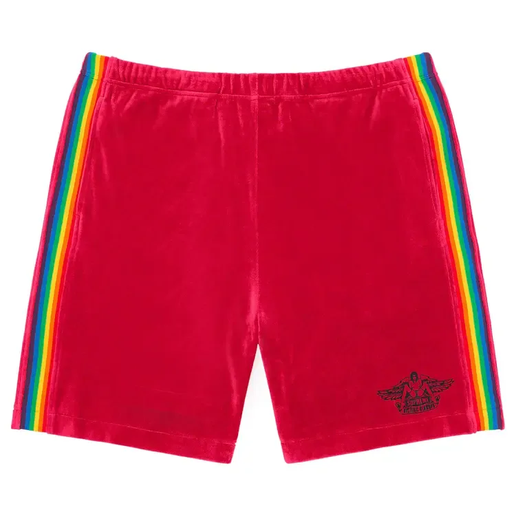 Велюровые шорты Supreme x Hysteric Glamour, цвет «Пыльно-красный»
