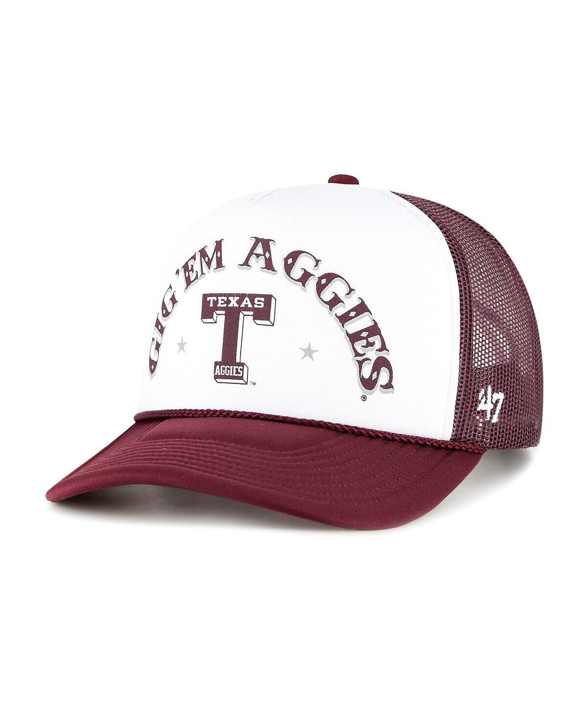 

Мужская белая, темно-бордовая кепка дальнобойщика Texas A&M Aggies Article с пеной спереди '47 Brand