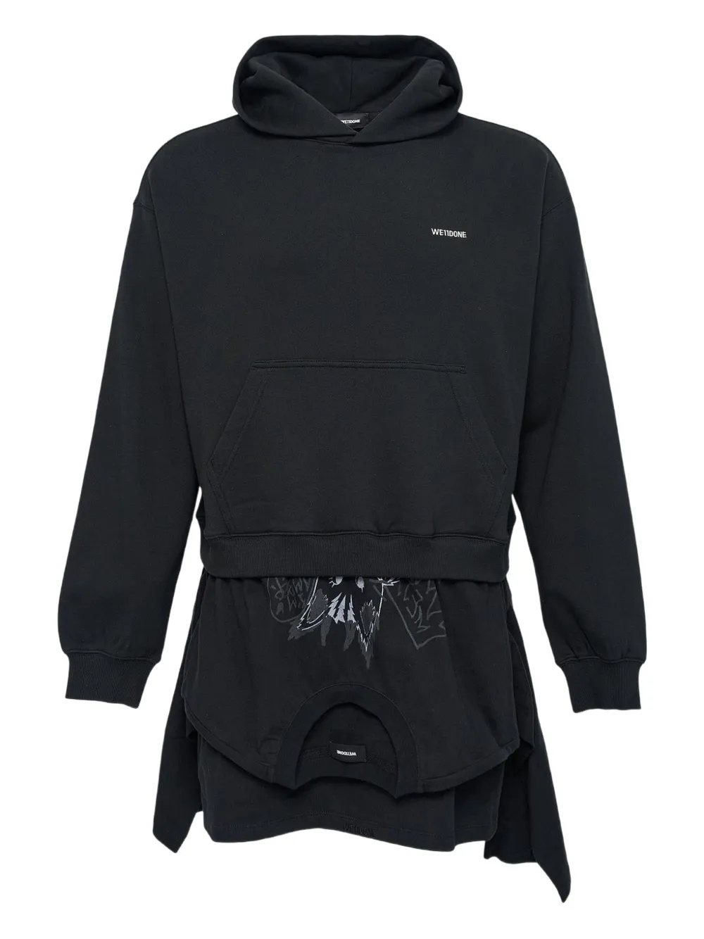 

Мини-платье с многослойным худи We11done, черный