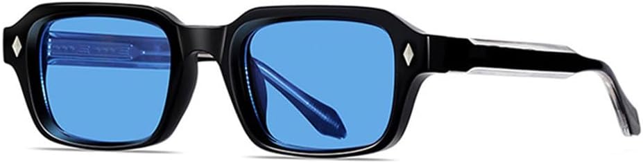 

Мужские солнцезащитные очки в стиле ретро, ​​прямоугольные, роскошные, модные женские панк-очки, защита от ультрафиолета UV400, солнцезащитные очки с заклепками HVTVTLA, Black Blue