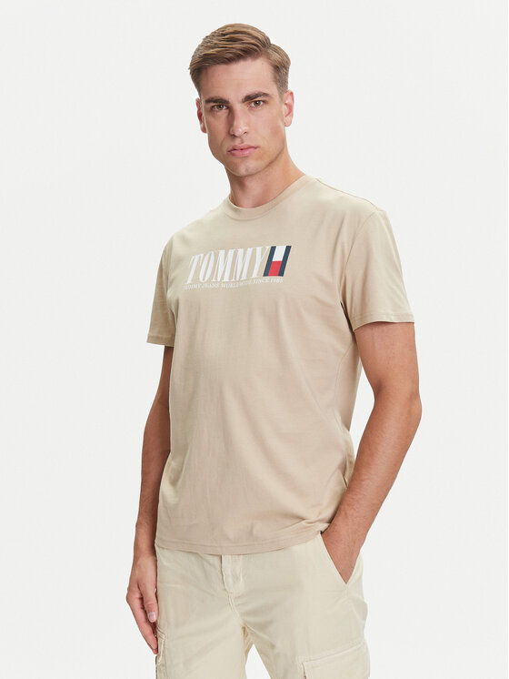 

Футболка regular fit Dna Flag DM0DM21941 Tommy Jeans, бежевый