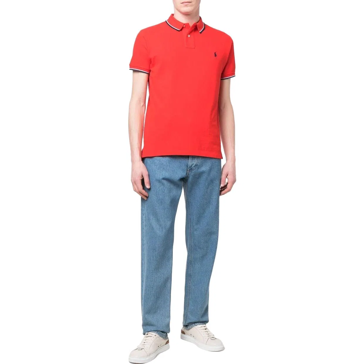 Поло с вышитым логотипом и контрастными деталями Polo Ralph Lauren, Red — фото 3