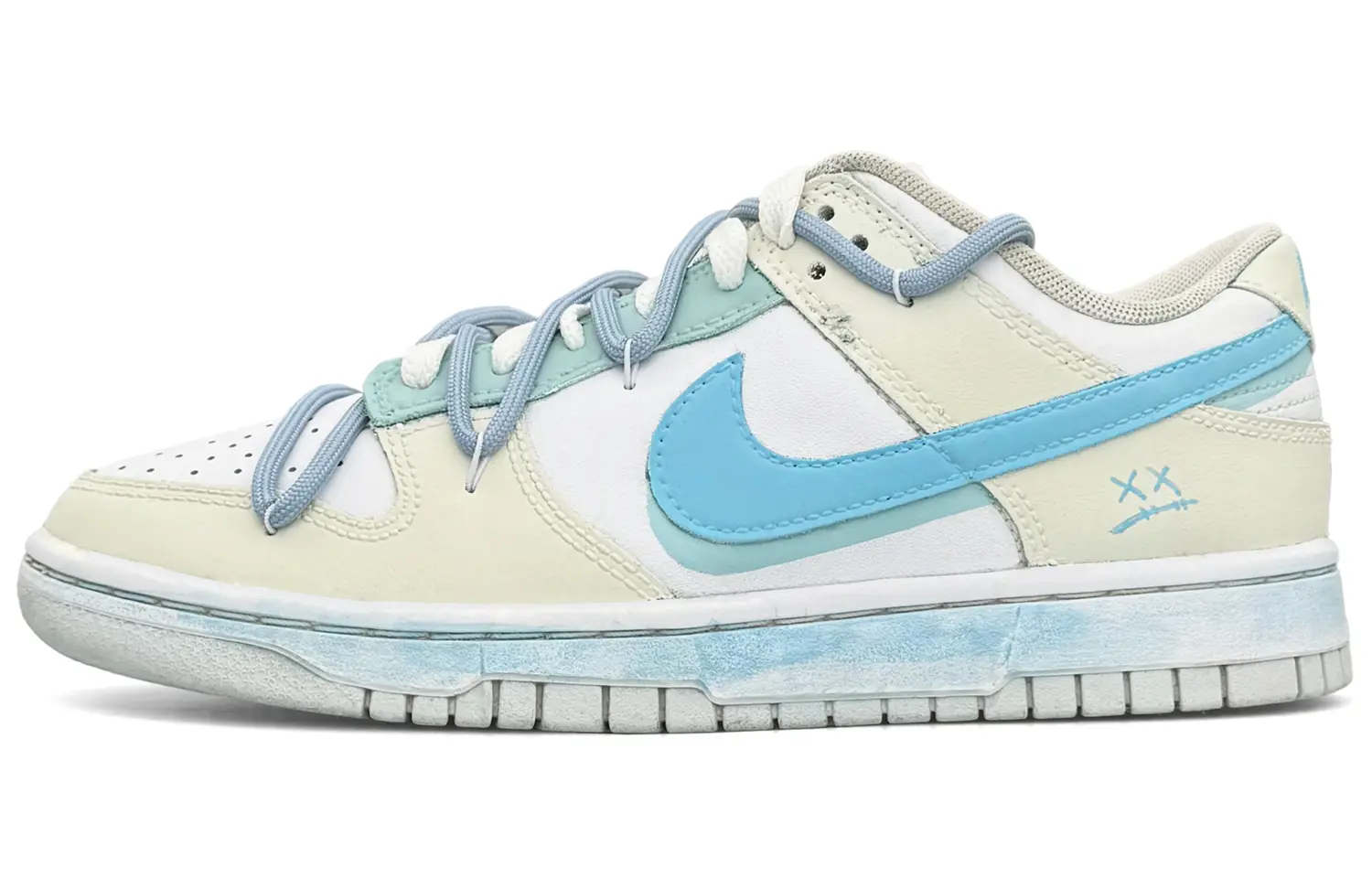 

Кроссовки Nike Dunk Skateboarding Shoes Women's Low-top Blue, светло-желтый