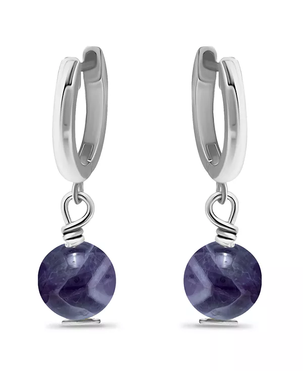 

Посеребренные серьги-кольца Huggie Hoops с натуральными камнями Macy'S, amethyst