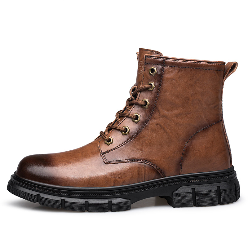 

LAORENTOU Короткие мартинсы мужские коричневые без подкладки, цвет Brown Unlined Shoes