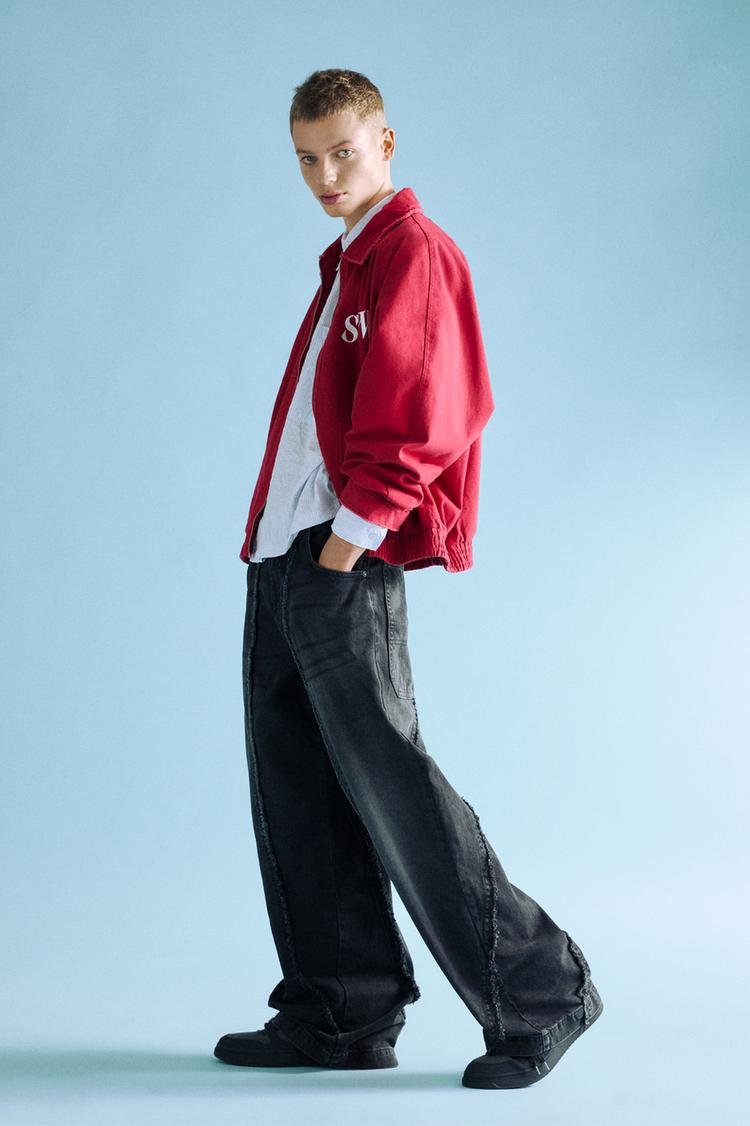 

Мешковатые джинсы с бахромой Pull And Bear, черный