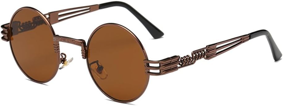 

Круглые солнцезащитные очки в стиле стимпанк для мужчин и женщин, металлические, винтажные солнцезащитные очки с защитой от УФ-излучения UV400 VFDHN, Brown Frame Brown