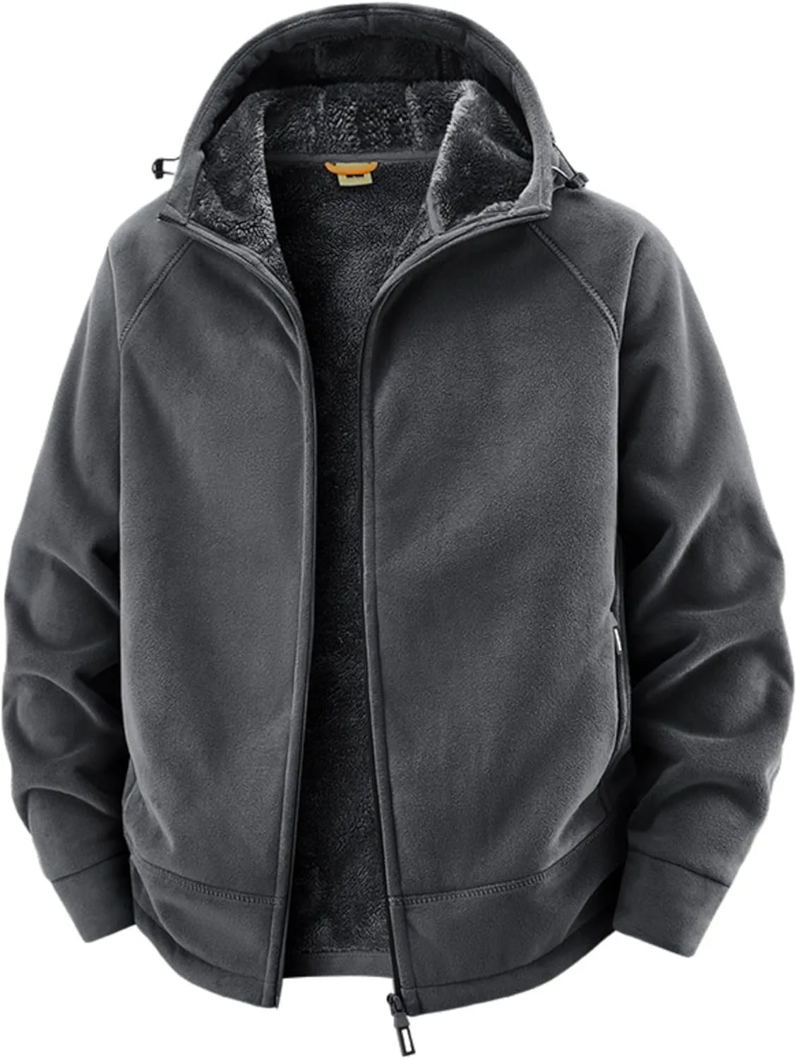 Мужская толстовка с подкладкой из мягкого шерпы, ветрозащитная куртка с капюшоном на молнии для активного отдыха зимой Generic, серый
