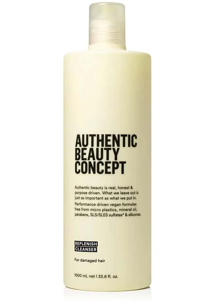 Очищающее средство для волос Authentic Beauty Concept Replenish | Шампунь | Для поврежденных волос | Питает и укрепляет волосы | Веганский продукт, не тестируется на животных | Без сульфатов 1000 мл (1 шт.)