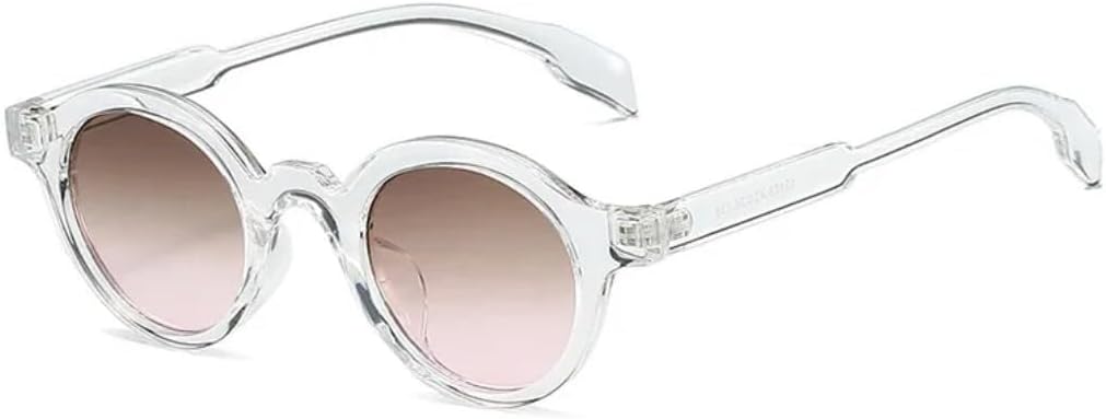 

Солнцезащитные очки с защитой UV400 | Маленькие круглые панк-очки с градиентными линзами | для женщин и мужчин, для занятий спортом на открытом воздухе и вождения LXLHWN, Clear Tea Pink