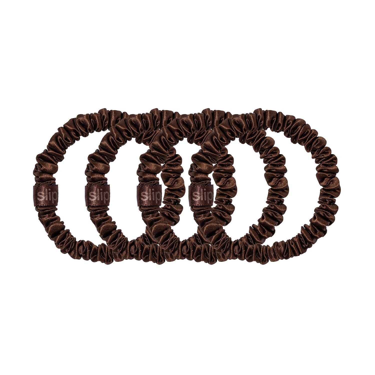 Резинка для волос schmal scrunchies back to basics, reine seide - kupfer Slip, dark brown, количество 1 шт. — фото 2