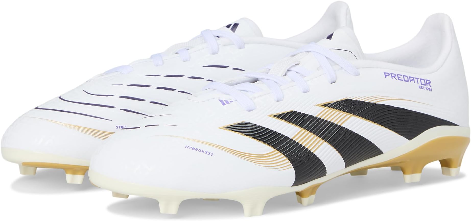 

Кроссовки Adidas Kids League Predator Firm Ground/Multi Ground Cleats, White/Black/Gold Metallic