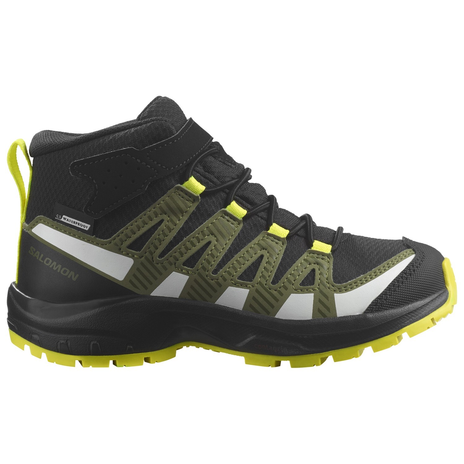 

Ботинки для прогулки Salomon Kid's XA Pro V8 Mid CSWP, цвет Black/Deep Lichen Green/Safety Yellow