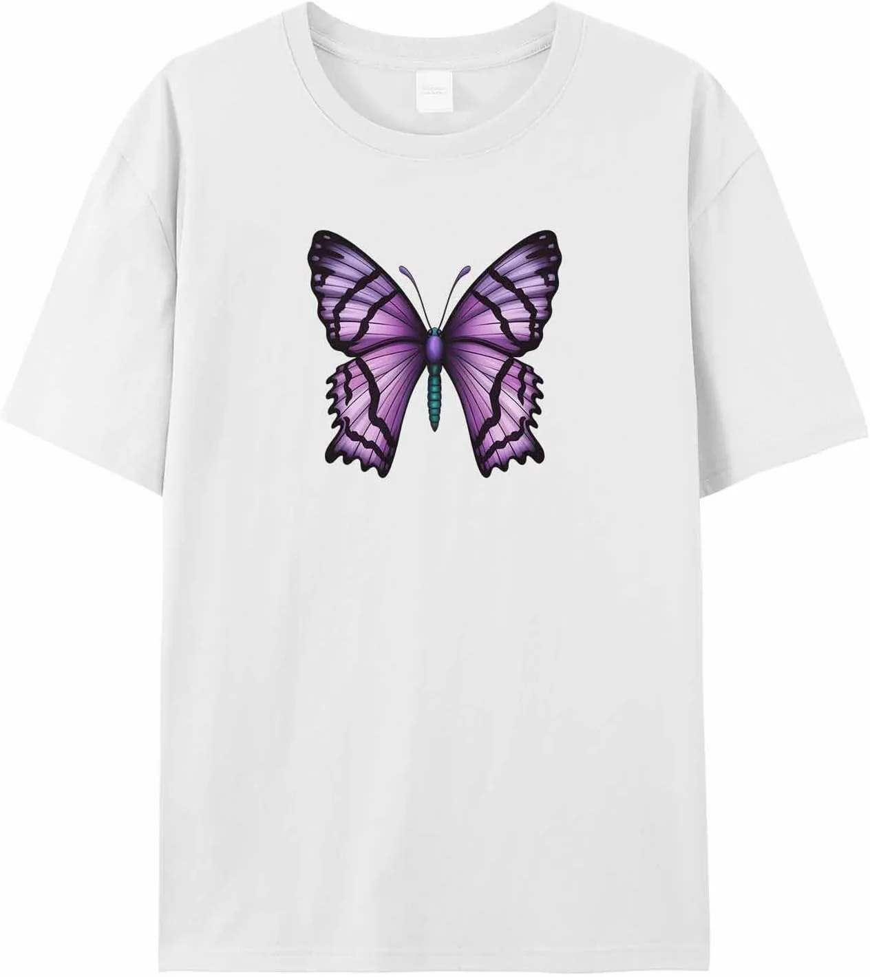 

Мужская футболка с принтом бабочки, короткий рукав, фиолетово-черная jdudh