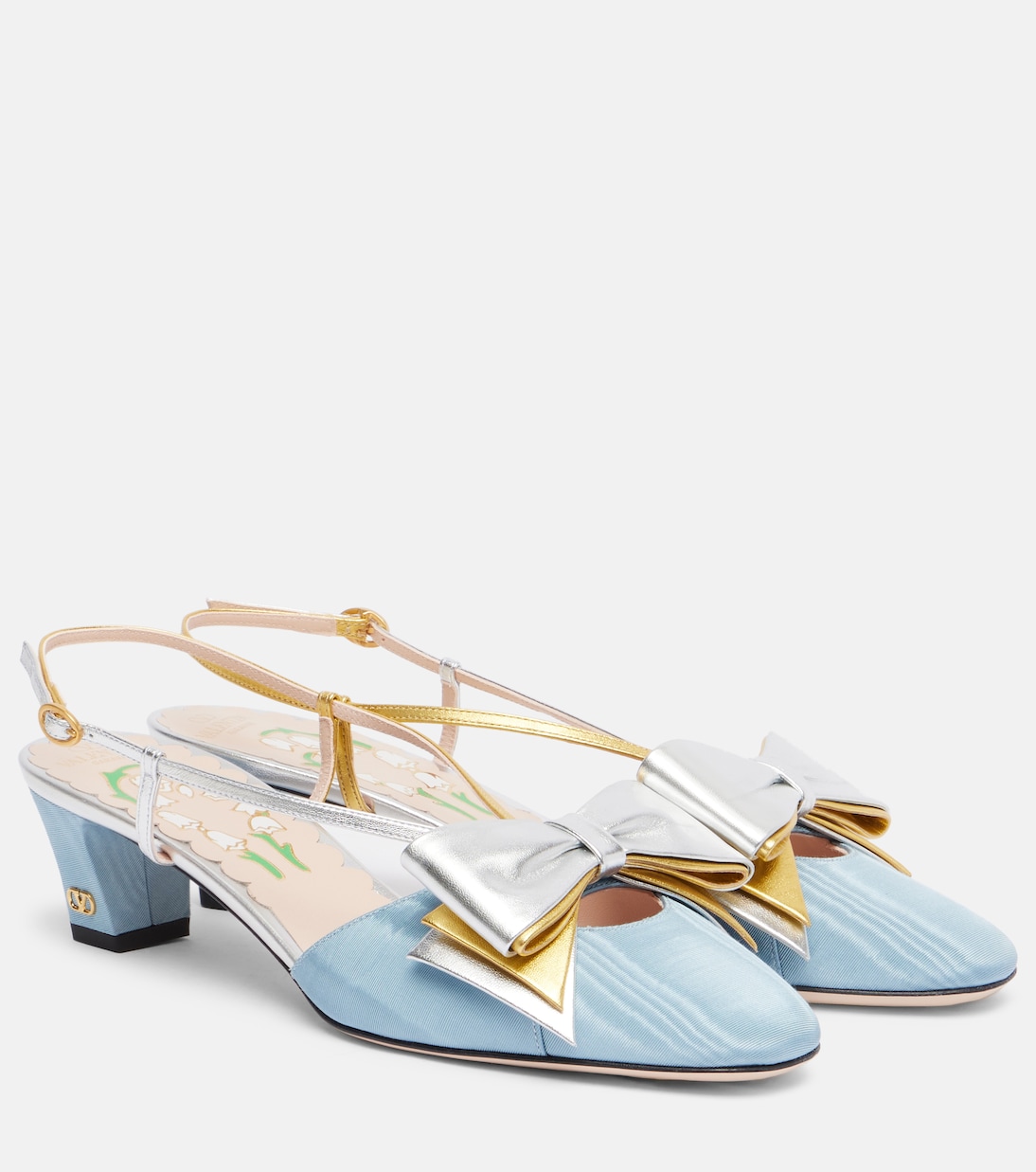 Кожаные туфли Bowow Valentino Garavani, Cloudy Blue/Silver/Old Gold