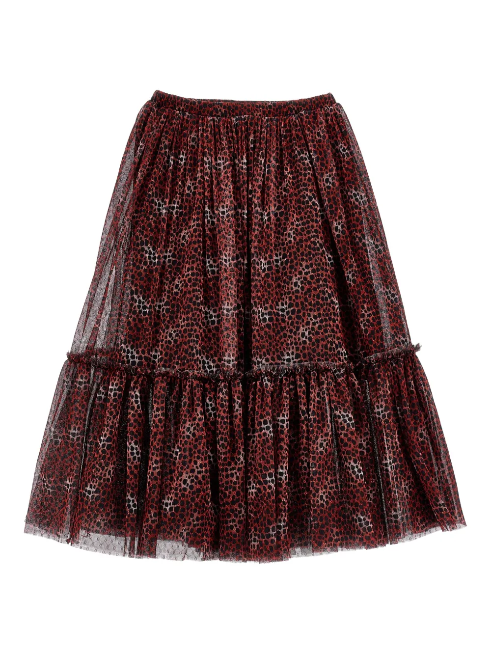 

Юбка с оборками и леопардовым принтом Philosophy Di Lorenzo Serafini Kids, красный