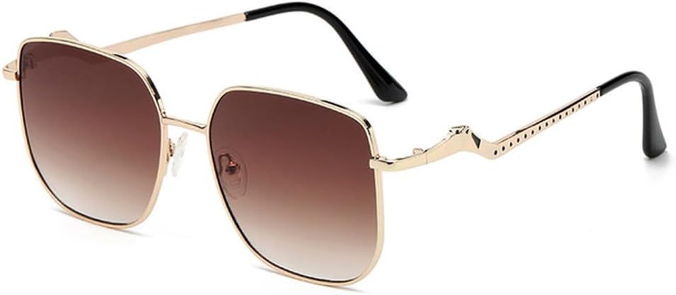 

LVTFCO Винтажные солнцезащитные очки большого размера для женщин, модная оправа, градиентные солнцезащитные очки, элегантные женские очки с защитой от УФ-излучения UV400, Gold Tea