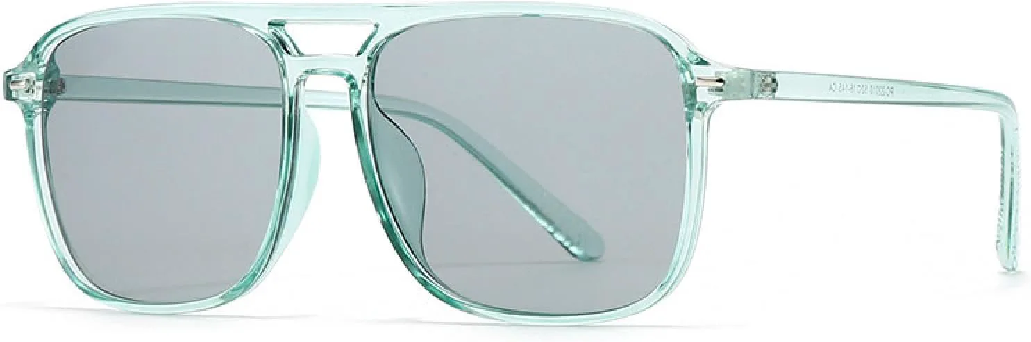 

Модные женские солнцезащитные очки с двойной перемычкой, защита от УФ-излучения UV400, ретро-очки с заклепками, мужские солнцезащитные очки TVTBBVV, Light Green Gray