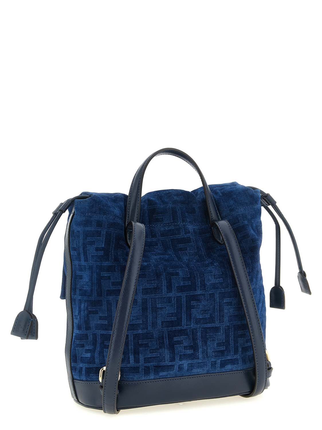 Рюкзак из джинсы с флокированным узором FF FENDI, синий — фото 2
