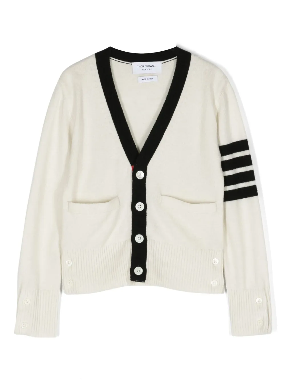 

Кардиган из смесовой шерсти в полоску Thom Browne Kids, нейтральный