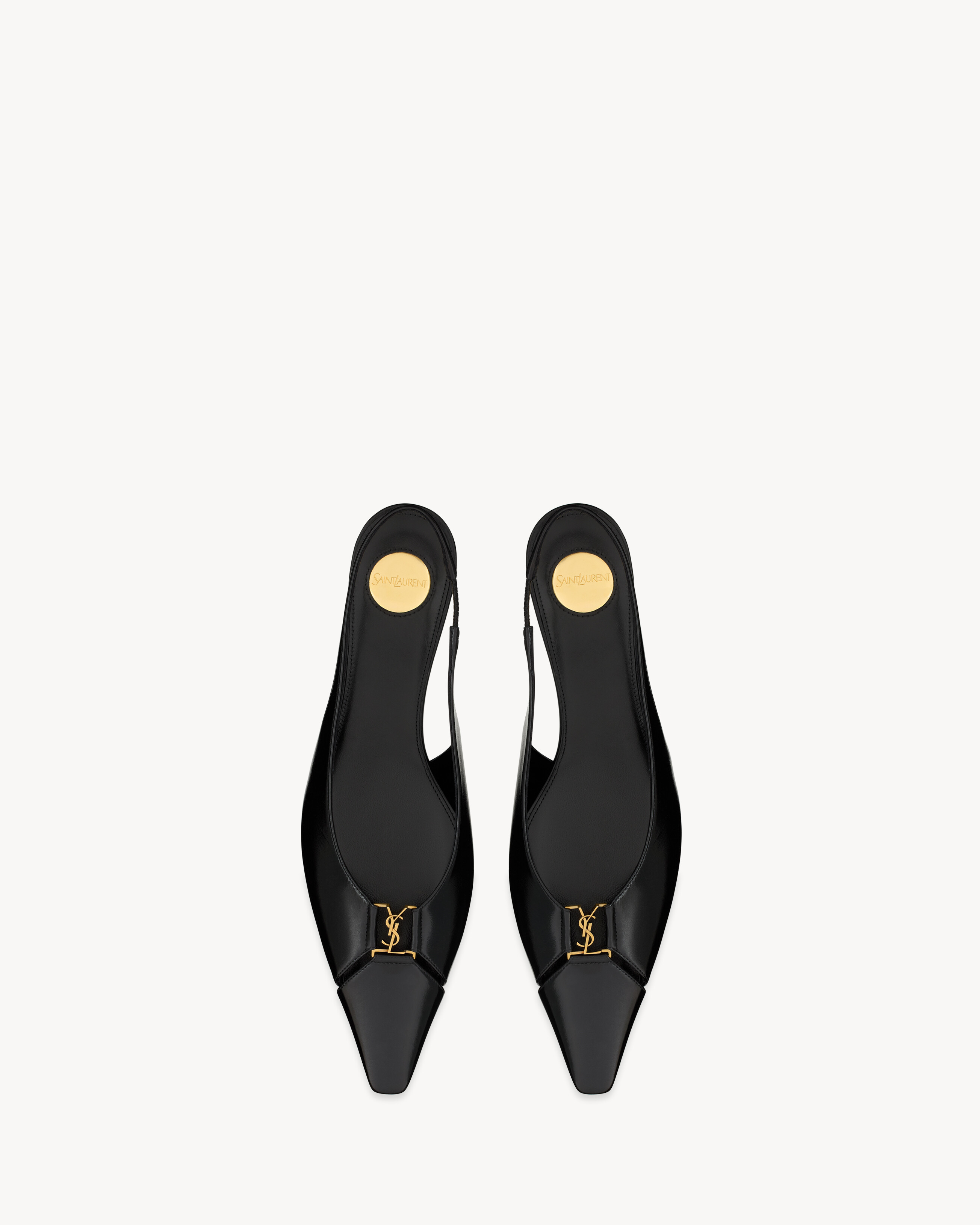 Балетки BABYLONE с открытой пяткой из гладкой кожи Saint Laurent, черный