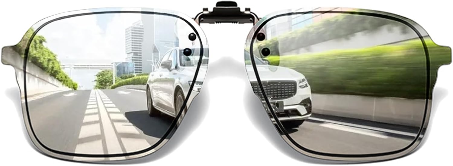 

Поляризованные солнцезащитные очки с зажимом для ношения поверх очков с диоптриями, защита от УФ-излучения, антибликовое покрытие, откидные солнцезащитные очки с зажимом, унисекс FRAZALA, Silver Mirror Lens/Grey Vision