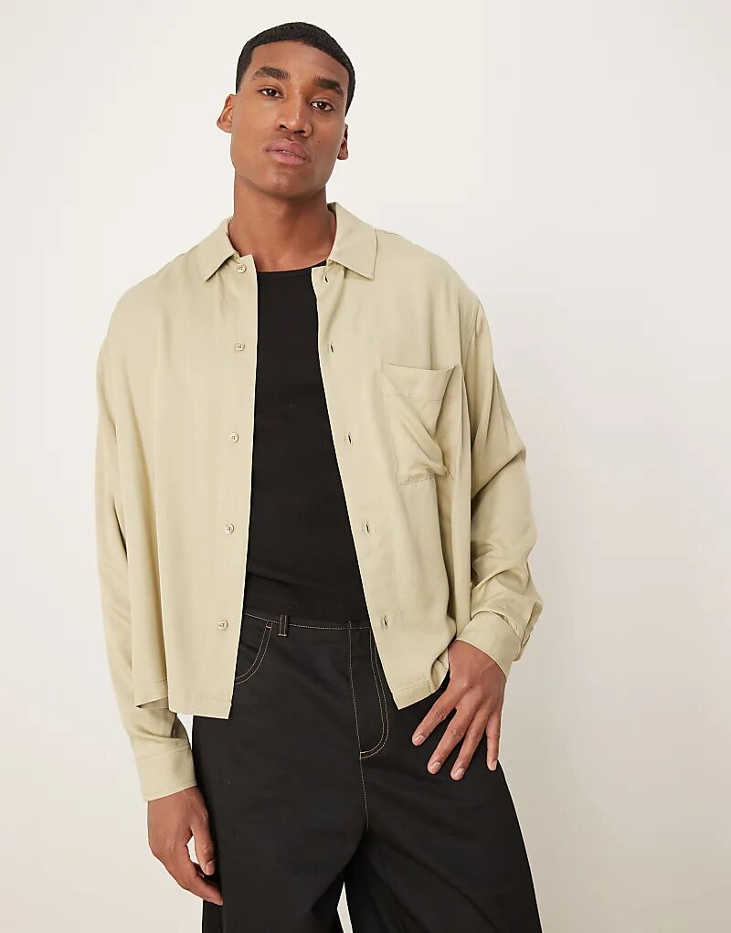 

Свободная рубашка из вискозы цвета хаки ASOS DESIGN