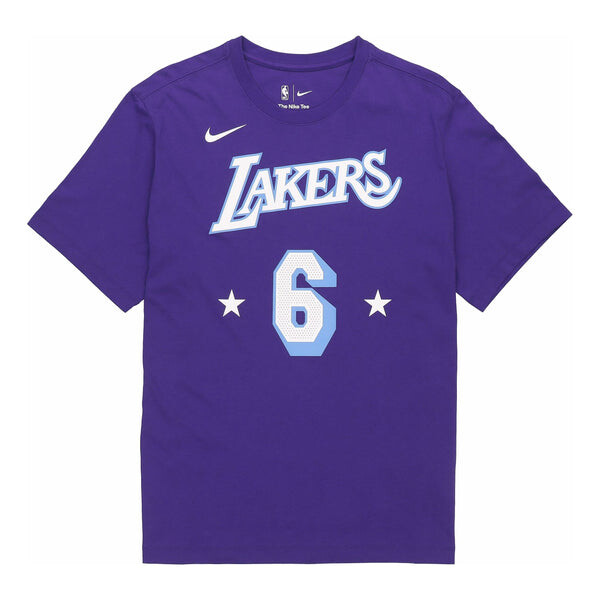 

Футболка Men's Nike City Edition Alphabet Numeric Casual Short Sleeve Lakers Lebron James No. 6 Court Purple T-Shirt, мультиколор