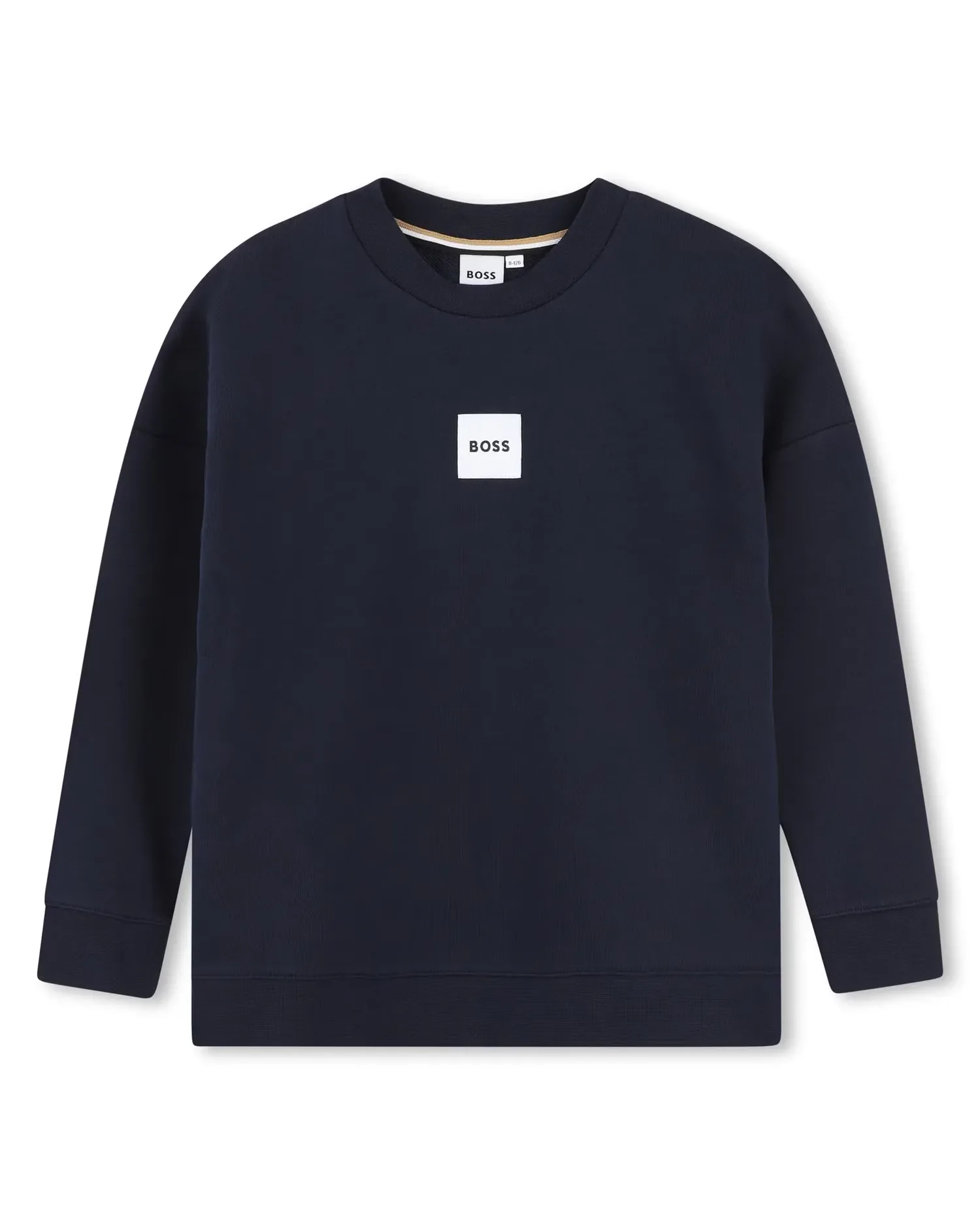 Детский свитшот с длинным рукавом без капюшона, однотонный, из хлопка BOSS Kidswear, синий