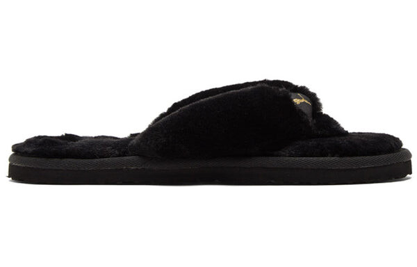 Тапочки fluff flip slide 'black team gold' Puma, черный — фото 2