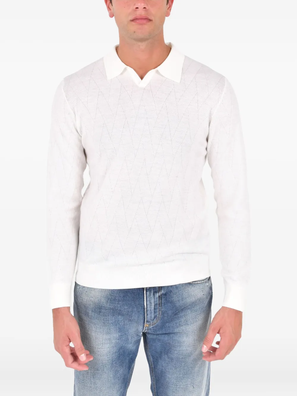 

Футболка с воротником и узором Boglioli, белый