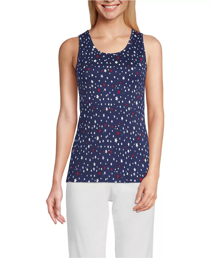 

Женская укороченная хлопковая майка Lands' End, синий