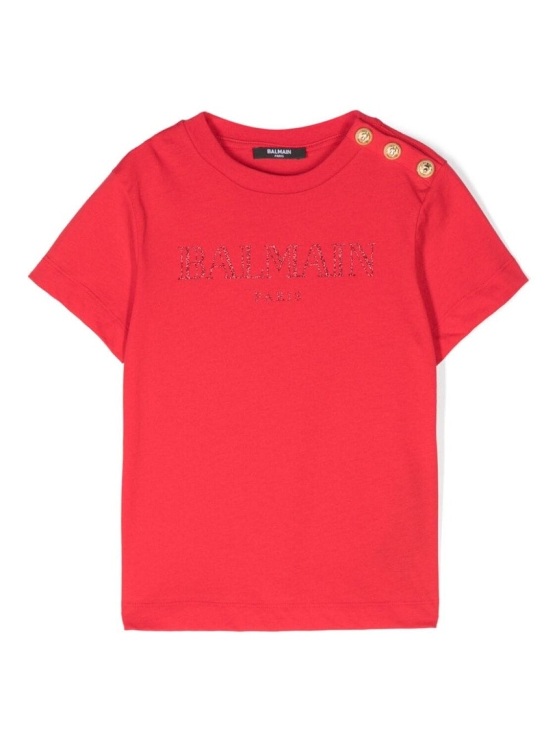 

Balmain Kids футболка с блестящим логотипом, красный