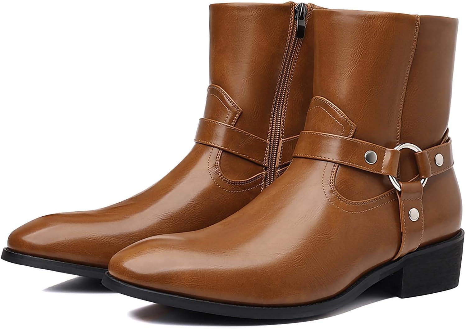 

Мужские ковбойские сапоги Мужские повседневные ретро стильные сапоги рыцаря Мужские сапоги до середины голени из ПУ-кожи с боковой молнией Generic, коричневый