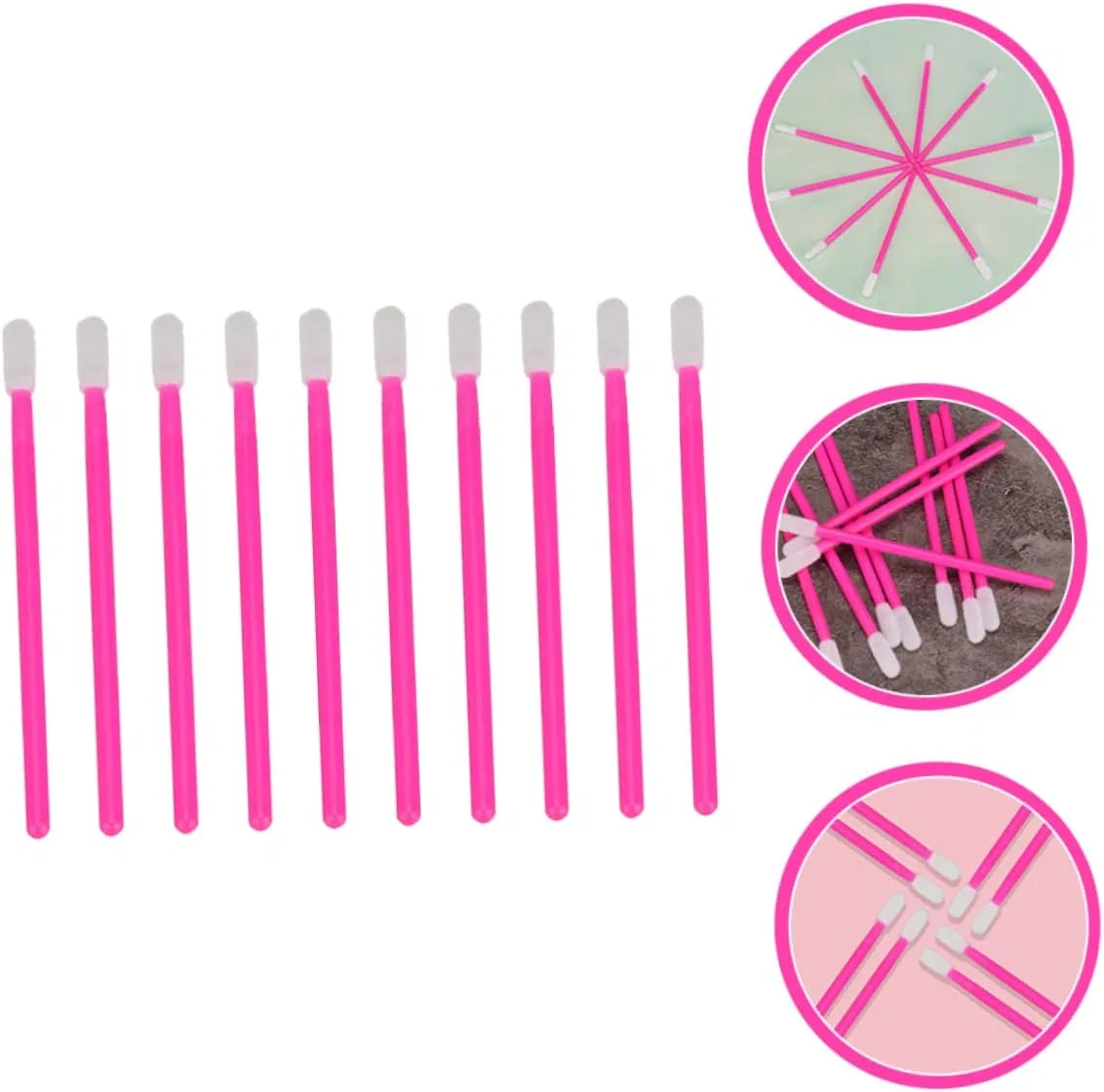Набор кистей для губ Squid Head Tongue Lip Brush Healeved 100 шт розовый — фото 4