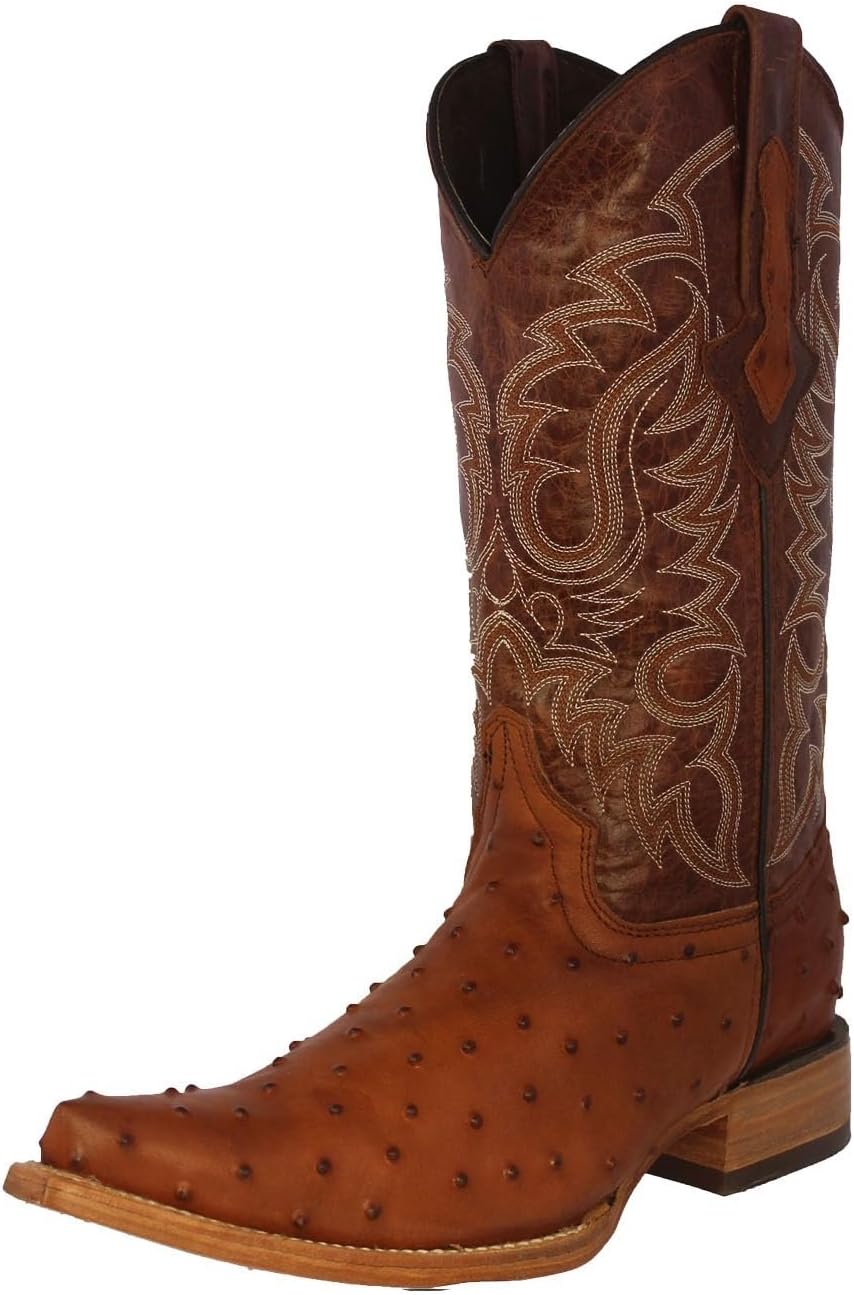 

Мужские кожаные ковбойские сапоги Texas Legacy цвета коньяк с западным стилем и узором из пера страуса, 3X носок