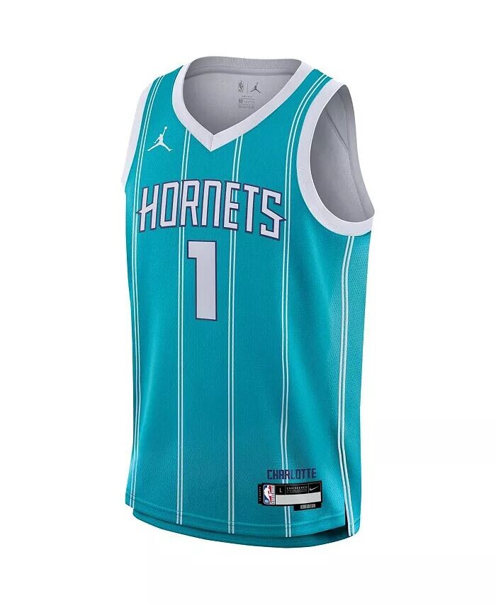 Бирюзовая майка Big Boys La Melo Ball Charlotte Hornets Swingman — Icon Edition Nike, синий — фото 4