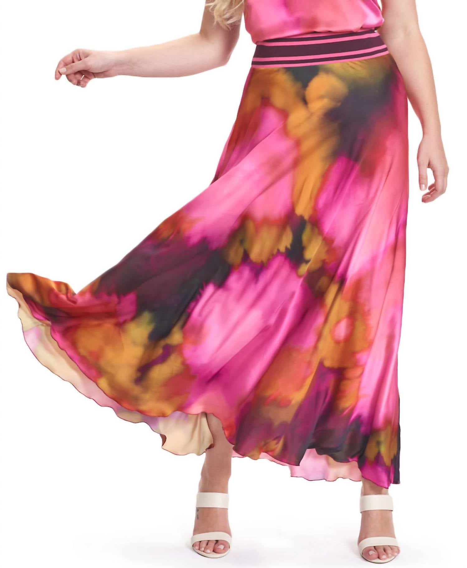 

Юбка макси Wild Abstract Satin в розовом цвете Multi Beate Heymann