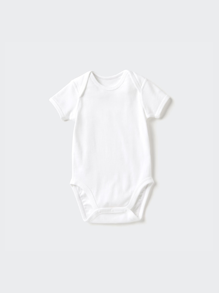 

Боди для новорожденных из 100% хлопка с короткими рукавами Uniqlo, цвет 00 белый