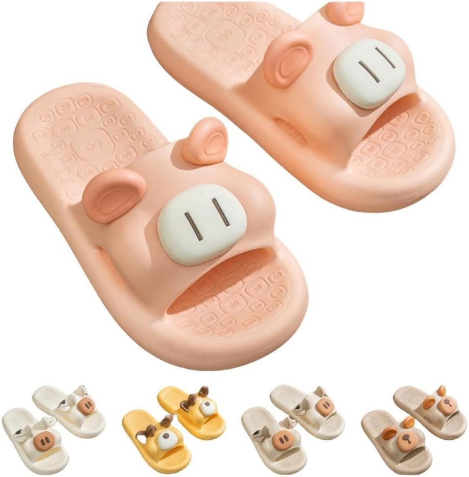 

Милые домашние тапочки с животными для женщин, летние, мягкие, на платформе, противоскользящие, для дома и улицы, кавайные подарки для женщин и мужчин Albiva, розовый